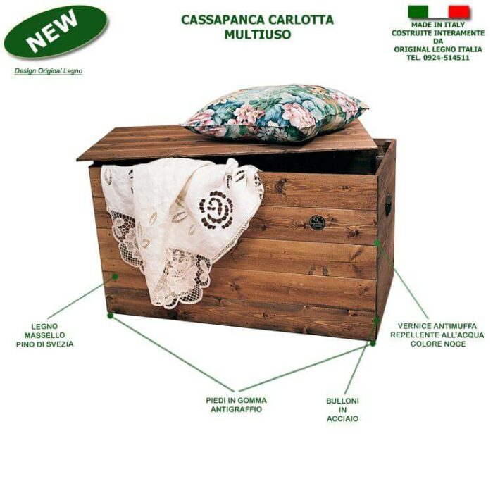 Cassapanca In Legno Carlotta Esploso