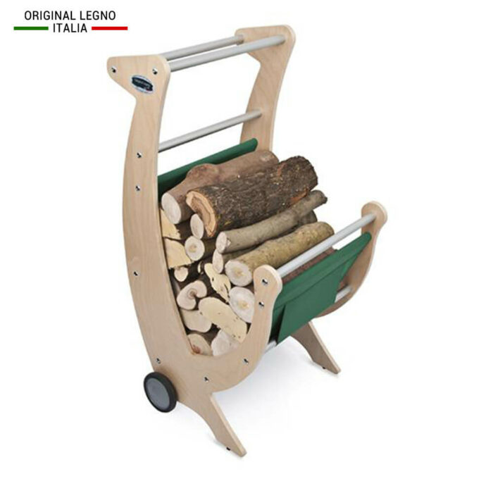 Carrello Portalegna in Legno Verde