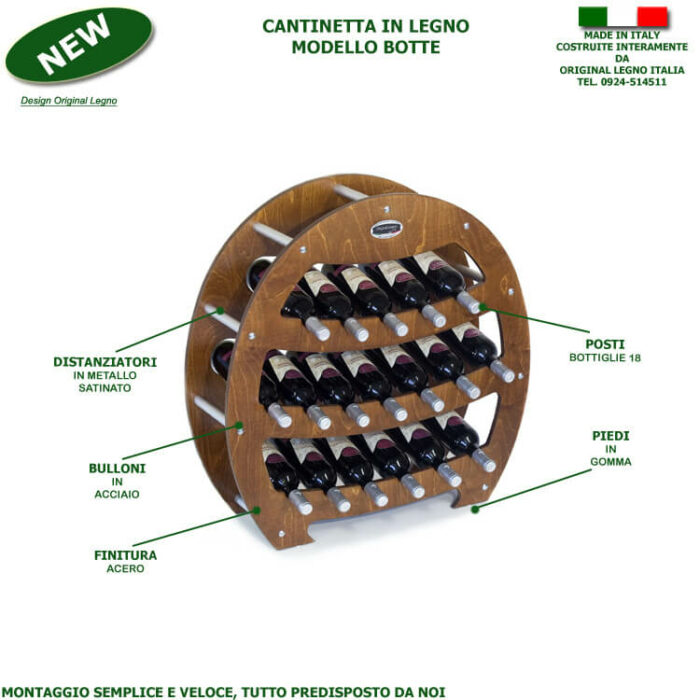 Cantinetta in Legno Botte B18 Noce Esploso