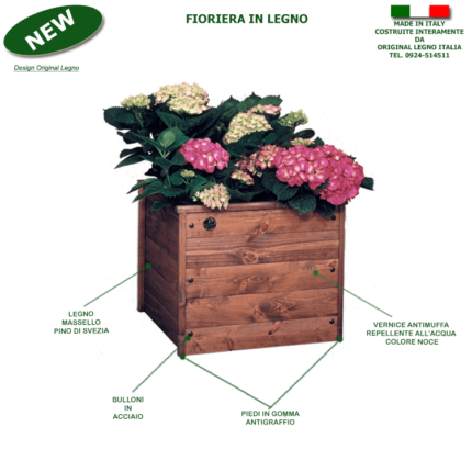 Fioriera in Legno Quadrata